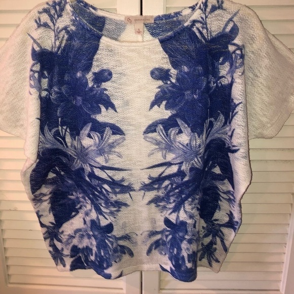 Established 1962 Royal blue and white short sleeve blouse Small - Picture 3 of 7